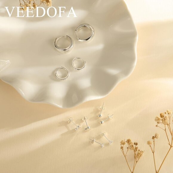 🆕 Women Silver Small Hoop Earrings Trendy Chunky Multiple Piercing Jewelry Gift - Picture 7 of 7